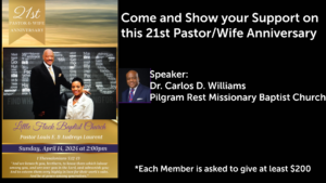 Pastor/Wife 21st Anniversary-Dr. Carlos D Williams